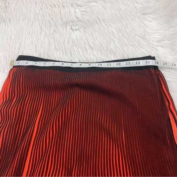 Bardot Women's Pleated Gauze Midi Skirt Orange Black Size 10 Boho - Picture 8 of 9
